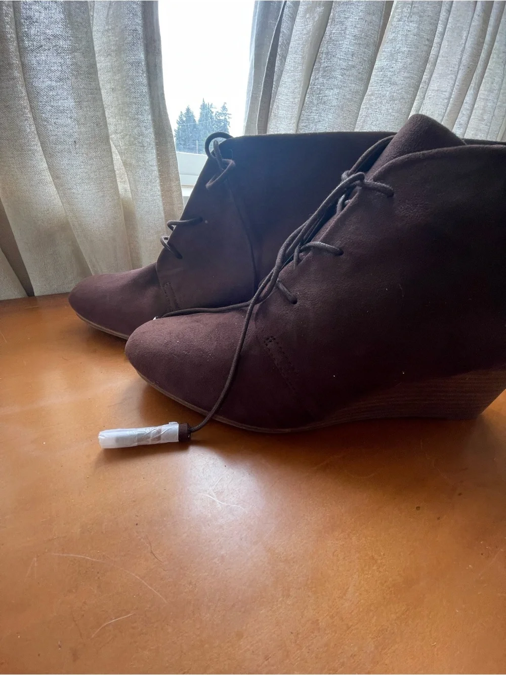 Women’s Lace-Up Wedge Ankle Boot in Dark Brown